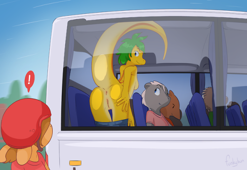 funkybunnsfw - Léza flashing on a bus!Commission for...