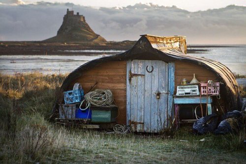 pagewoman:Lindisfarne Castle and upturned boat, Holy Island,...