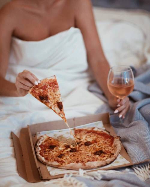 onehornywoman - Some may need caviar, but give me pizza in bed....