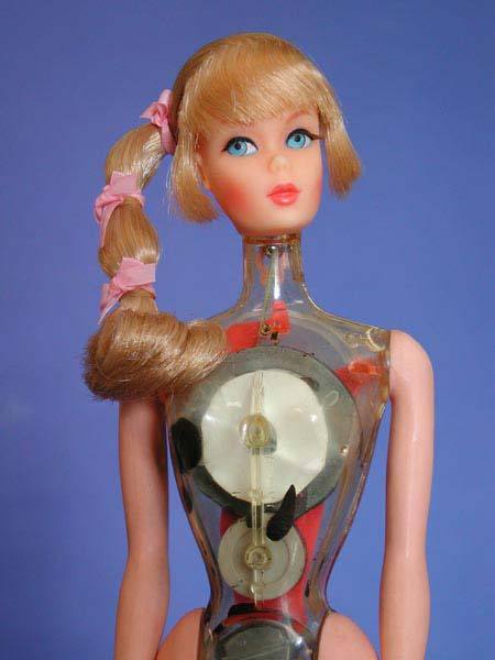 morphene-gimlet:
“ the-beautiful-world-of-barbie:
“ Talking Barbie prototype with a clear torso, used during the initial development stages in order to highlight how her internal talking mechanism looked/worked.
”
I like this!
”