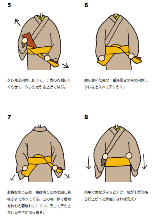 tanuki-kimono - Step by step - Katabasami musubi, seen on (top...