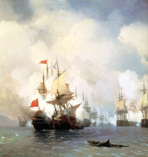 artist-aivazovski - Battle of Chios on 24 June, 1770, Ivan...