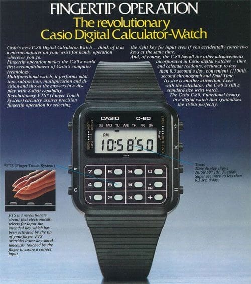 vintagegeekculture - The Casio C-80 calculator watch.