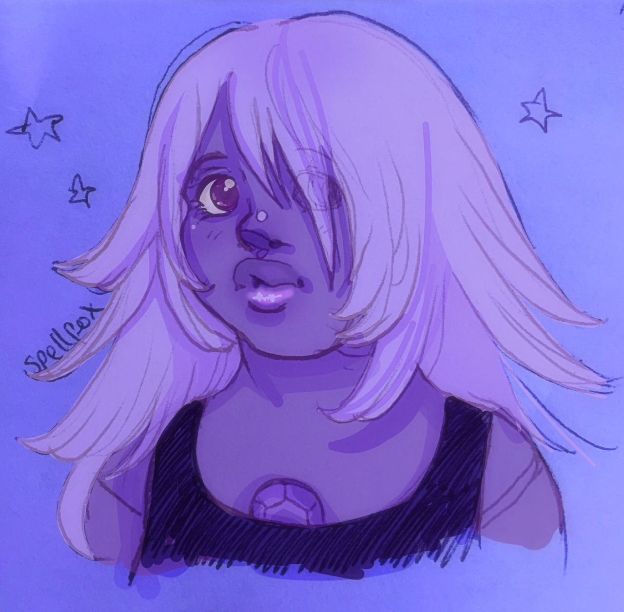 Amethyst post-it note with some digital colour