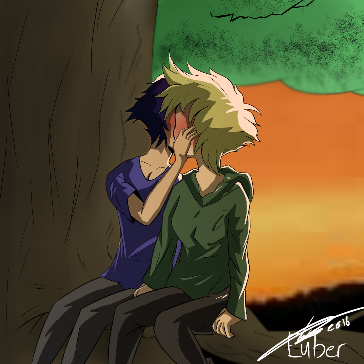 Lapis and Peridot, Sitting on a tree, K-I-S-S-I-N-G :D (This Idea was made by @blackforest-artz :). Its all thanks to her :D)