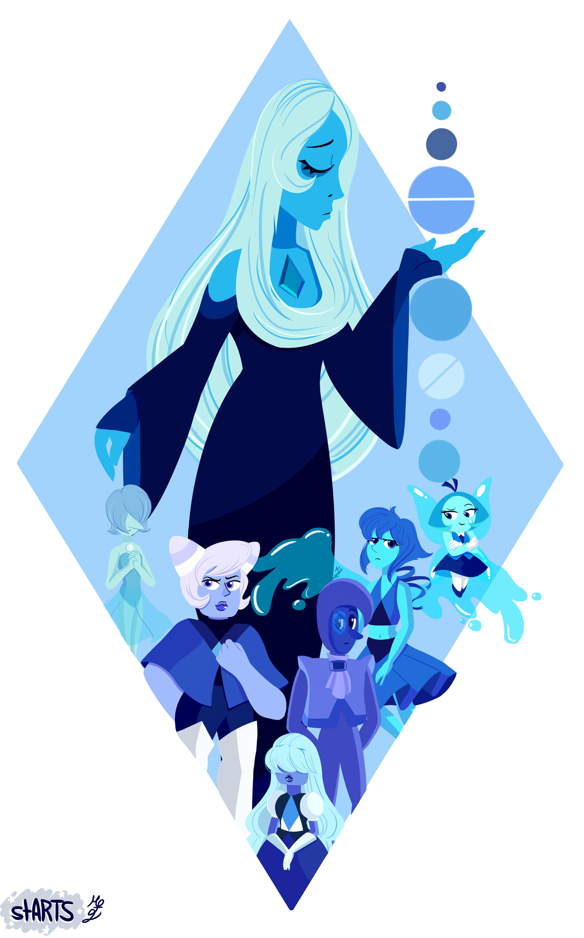 I did a redraw of my Blue Diamond Court pic I made last year :0 I’m actually remaking them all, and creating White’s one as well even though it would only be WD and her pearl