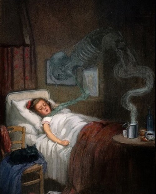 backwrdblackbrd - A ghostly skeleton trying to strangle a sick...