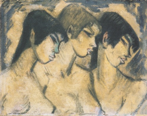 expressionism-art - Drei Mädchen Im Profil, 1918, Otto...
