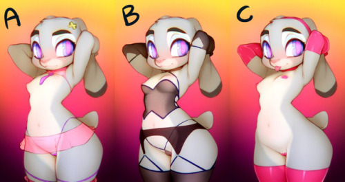 Outfits that went up for patreon vote, B ended up winning...