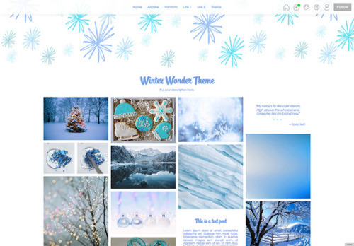 Winter Wonder ThemeFeatures - Responsive designBlue snowflake...