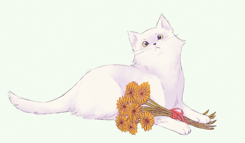 sig-ularity:Some cute cats with flowers that I did for practice.