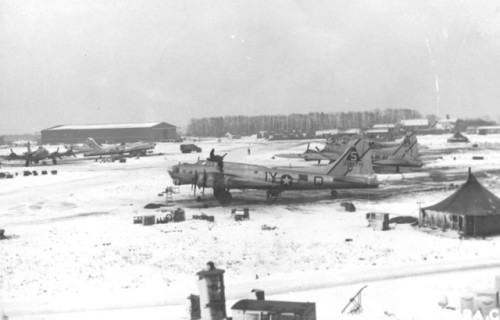 American B-17 Flying Fortresses at RAF Deenethorpe on January...