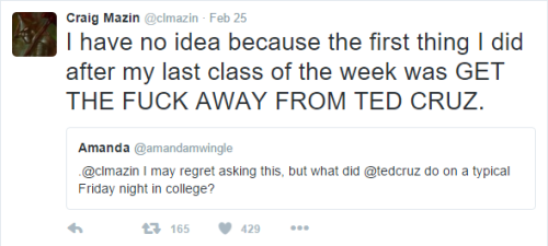 itsstuckyinmyhead - Craig Mazin was Ted Cruz’s college roommate...