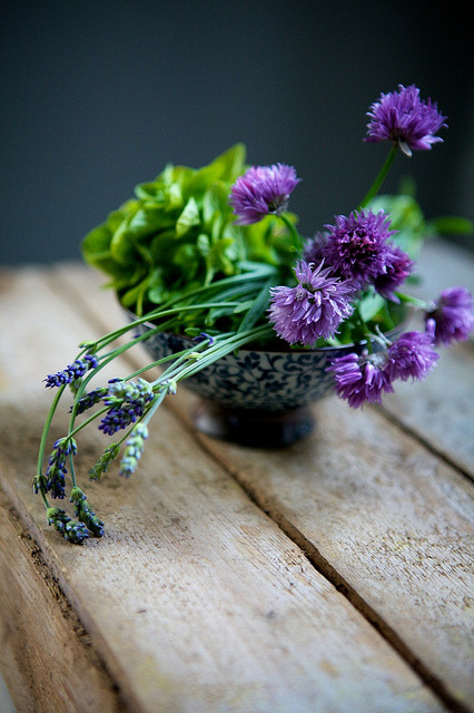 followthewestwind - Rooftop Green Salad with Chive Blossoms &...