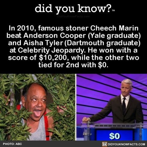 did-you-know - In 2010, famous stoner Cheech Marin beat Anderson...