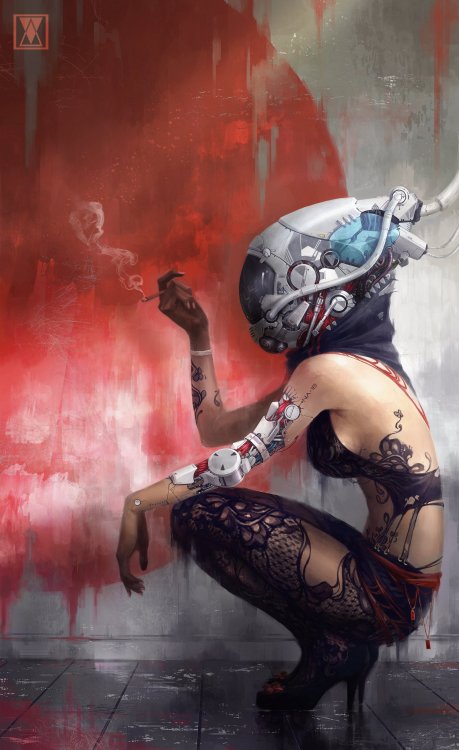 astromech-punk - Cyber Lady by Mikael Wang