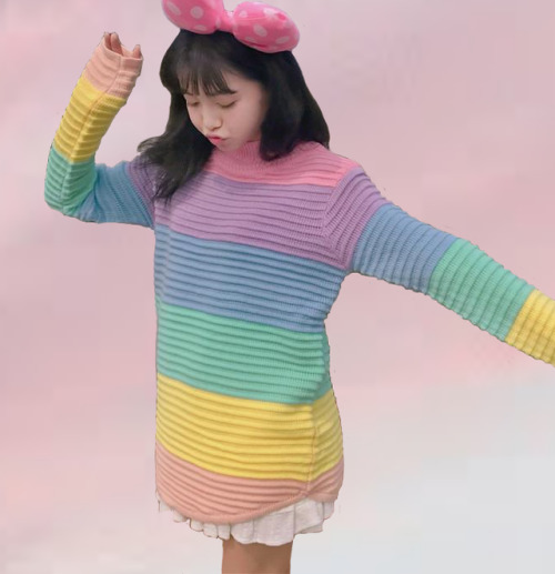 rosangelic - Rainbow Sweater || Striped Turtleneck - use...