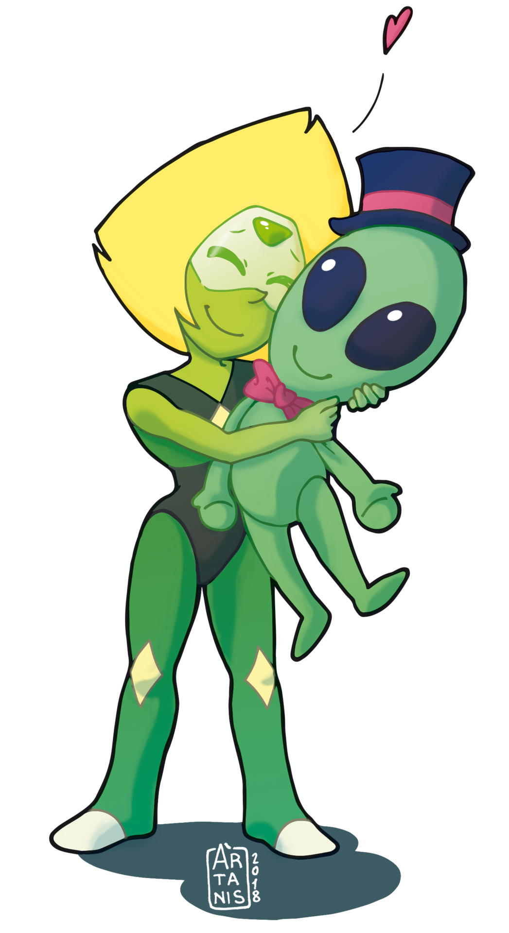 Peridot & her alien plushI had to draw her, because she’s my favorite gem, and she’s just too cute!I also see myself so much in her ‘cause I’m small, awkward and love aliens too! >w