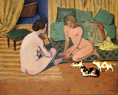 womeninarthistory - Nude women and Cats, 1898, Felix Vallotton