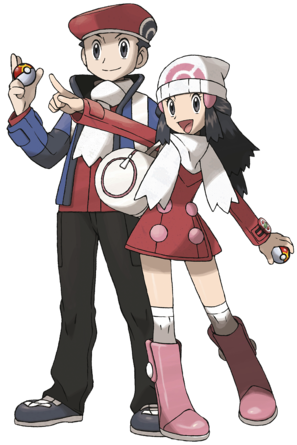Lucas and Dawn in their cold-weather gear from Platinum version.  I'm not really sure *why* Sinnoh is apparently so much colder on Platinum than on Diamond and Pearl, but... well... it is.
