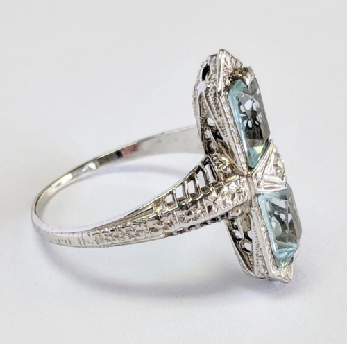 allaboutrings - Edwardian 14k Aquamarine and Diamond Ring