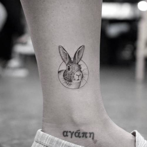 Tattoo tagged with: small, pet, single needle, animal, tiny, mrk, ankle,  rabbit, ifttt, little 