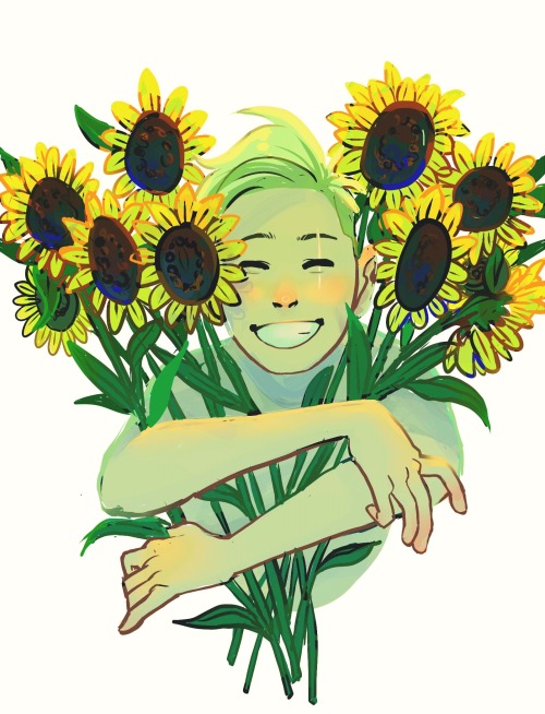 kafkaeskin - so i wanted to draw butters with sunflowers again...