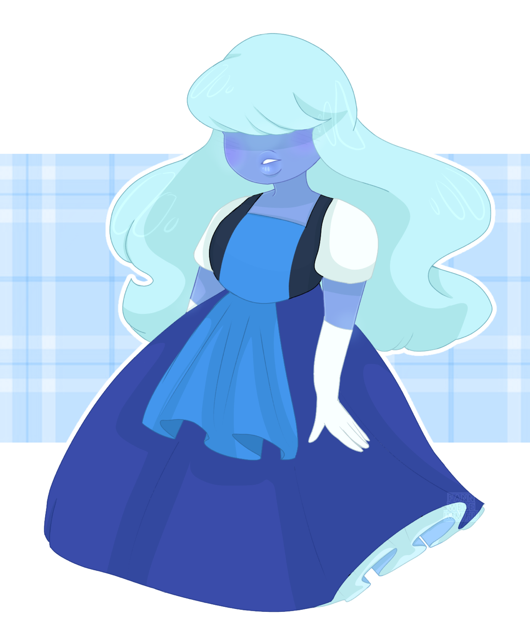 I drew sapphire I guess 💙 She’s for some reason one of my favs , it’s sapphire, pearl , pink diamond , yeah I had to . Yah UwU