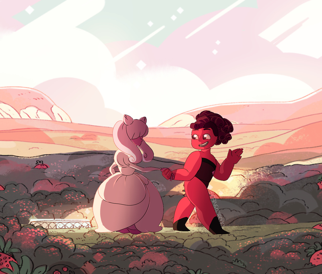 Pink sapphire and ruby enjoying earth.