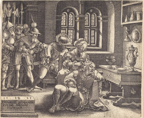 Hans (Johannes) Brosamer - Samson and Delilah (c.1545)Engraving...