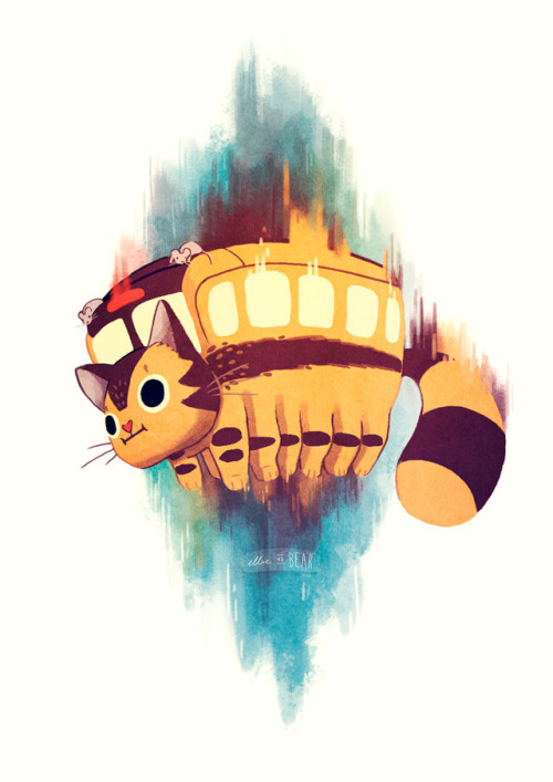 ellievsbear:Catbus fanart, because jumping buses are the best...