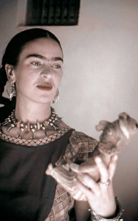 twixnmix:Frida Kahlo at the her home and studio designed by...