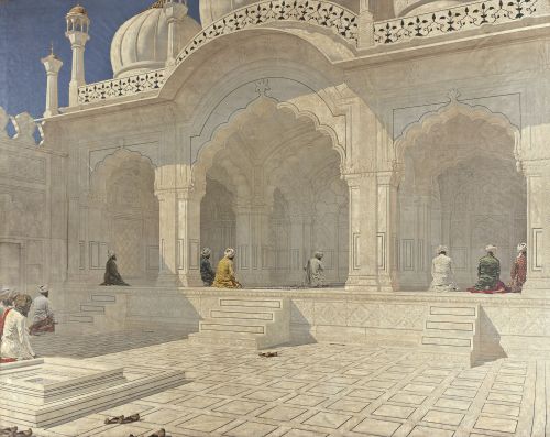 niramish:Painting of the Moti Masjid (Pearl mosque) at Red...