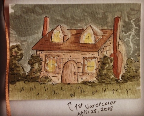 bagelsaremyfriends - My first attempt with watercolor! The house...