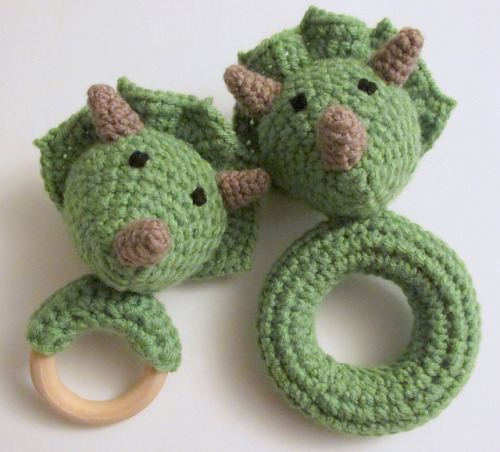 mostlyharmlessdesigns - Triceratops Rattle or Teething Toy by...