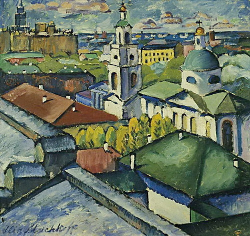 russian-avantgarde-art - View of Moscow. Myasnitsky district,...