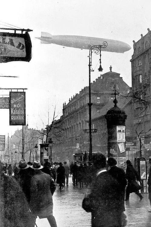 historium - The Graf Zeppelin passing over Budapest, Hungary on...