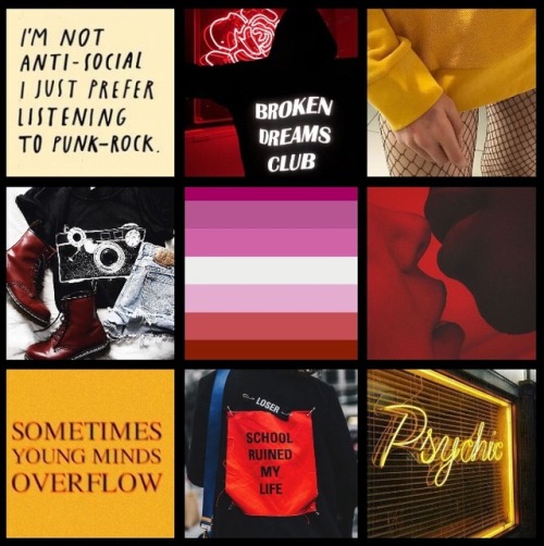 lgbt-mood:Lesbian moodboard with red and yellow punk themes!...
