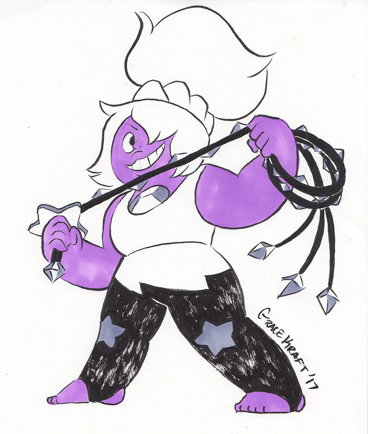 A little Amethyst with her ponytail and stirrup pants I drew for myself