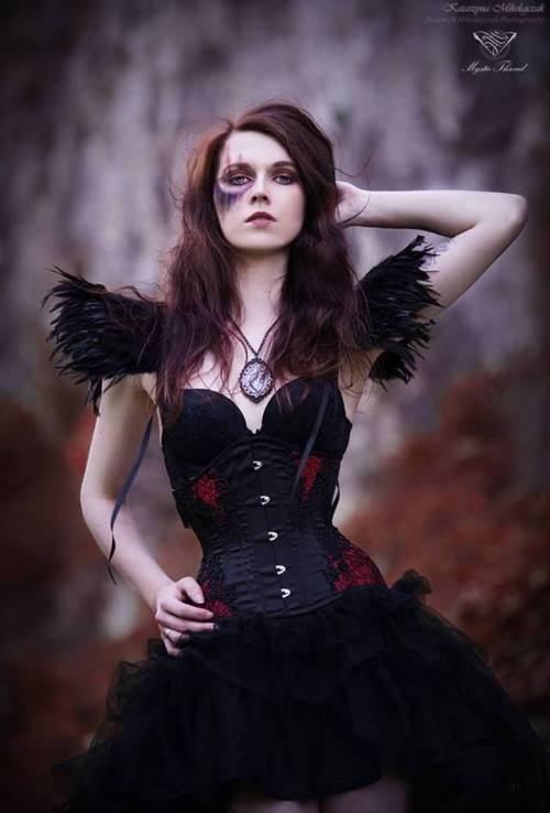 mysticthread - Black feather gothic victorian costume suspender...