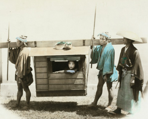 thekimonogallery - The palanquin was a form of taxi during 19th...