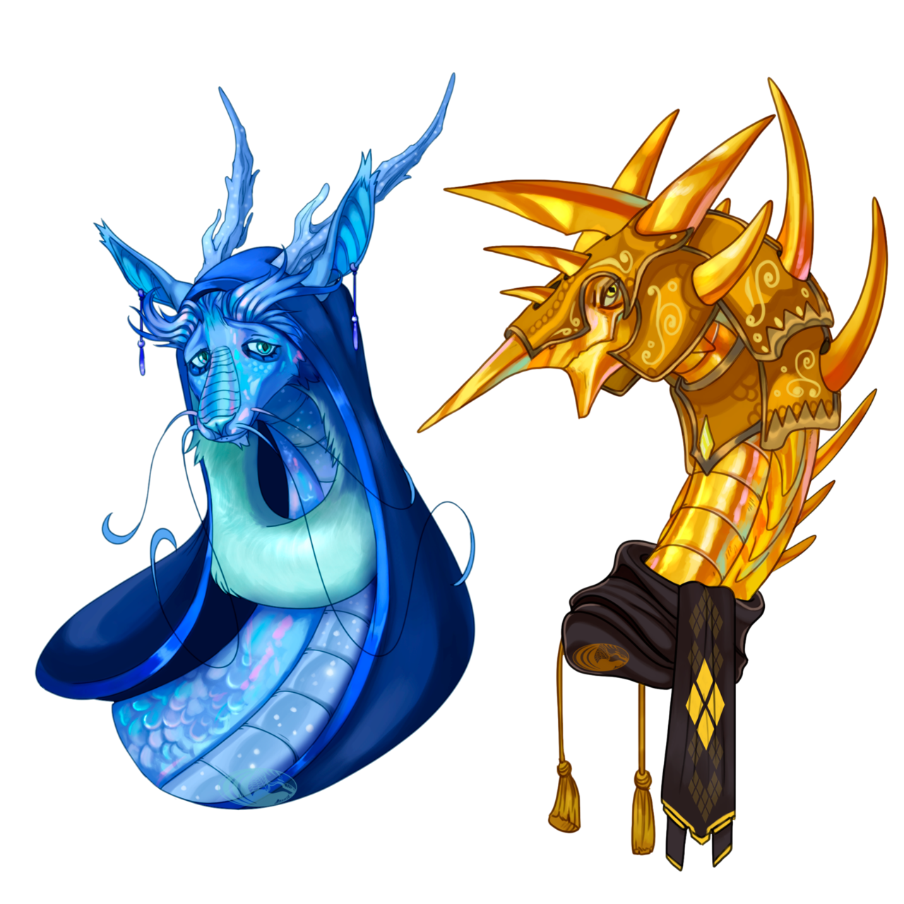 My new lovely pair of dragons. Blue and Yellow <; inspired in BD and YD respectively. Gosh, Blue looks like a sad doe.

 (Yes, I own the dragon pair on my FR!)