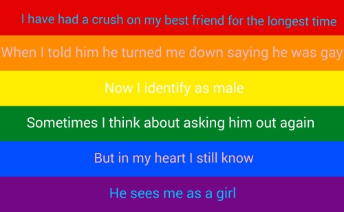 [Image: words colored to match the Trans flag on a rainbow...