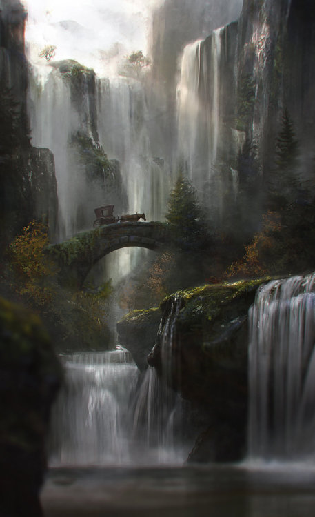 fantasyartwatch - Waterfall by Jordi Gonzalez EscamillaWow