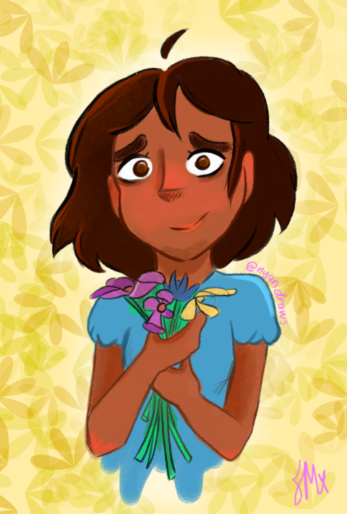 I LOVE CONNIE WITH SHORT HAIR!! Her flowers were specially handpicked by steven ;)
