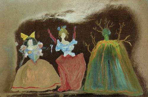 expressionism-art - Three Female Figures in Festive Gowns, 1981,...