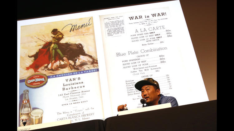 Chef Roy Choi has been our “spirit guide” since this project began, looking through the archives with me, meeting with students, and writing the Foreword to the book. Here is another shot from the LA Times story on our Book Festival conversation: Roy...