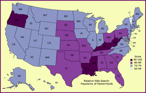 maptitude1 - Relative web search popularity of “hemorrhoids”