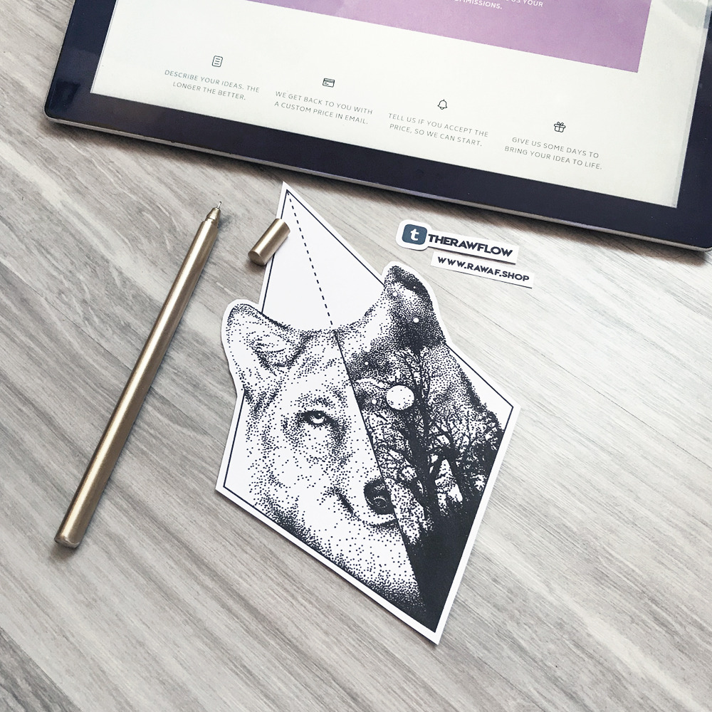 Dotwork wolf and forest tattoo design by raw — Immediately post your art to a topic and get feedback. Join our new community, EatSleepDraw Studio, today!