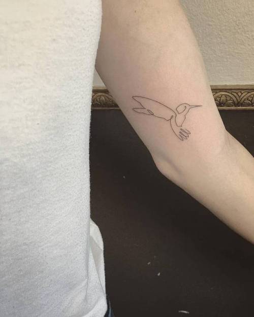 By East, done at Shamrock Social Club, West Hollywood.... small;single needle;line art;inner arm;animal;tiny;bird;ifttt;little;minimalist;east;hummingbird;continuous line